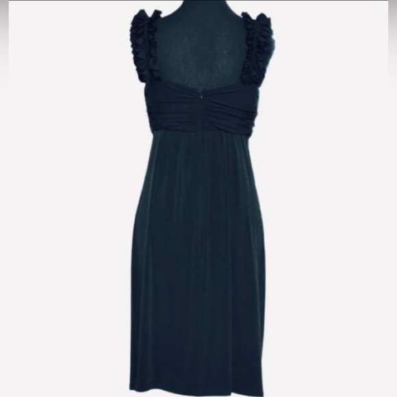 Maggy London Size 12 Spandex Dress Sleeveless Ruffled Black Cocktail Large - Picture 4 of 10